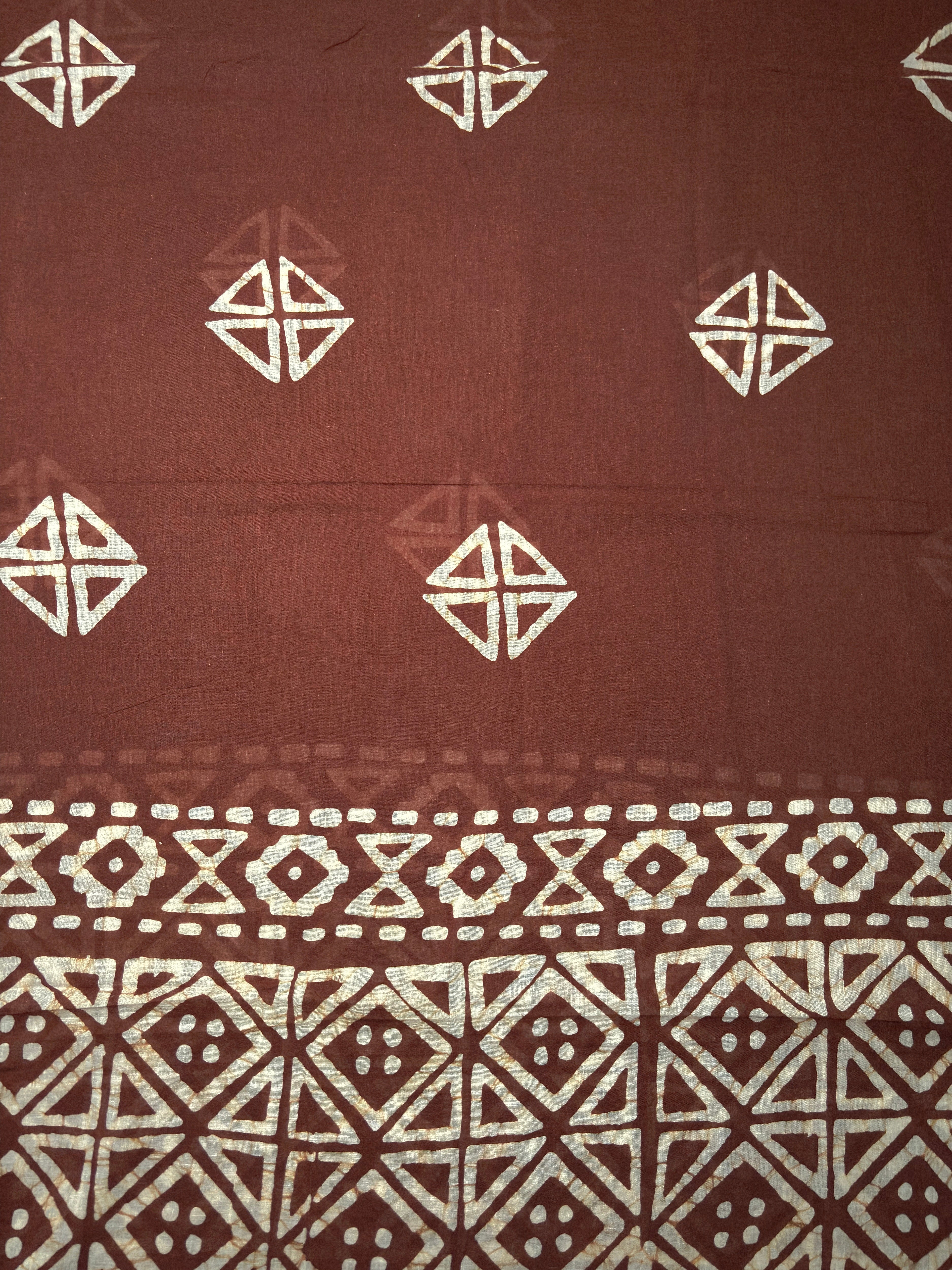 Pure Mul Cotton Batik Print Suit  Material – Brown