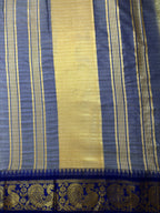 Cream Soft Silk Saree with Blue Zari Peacock Border