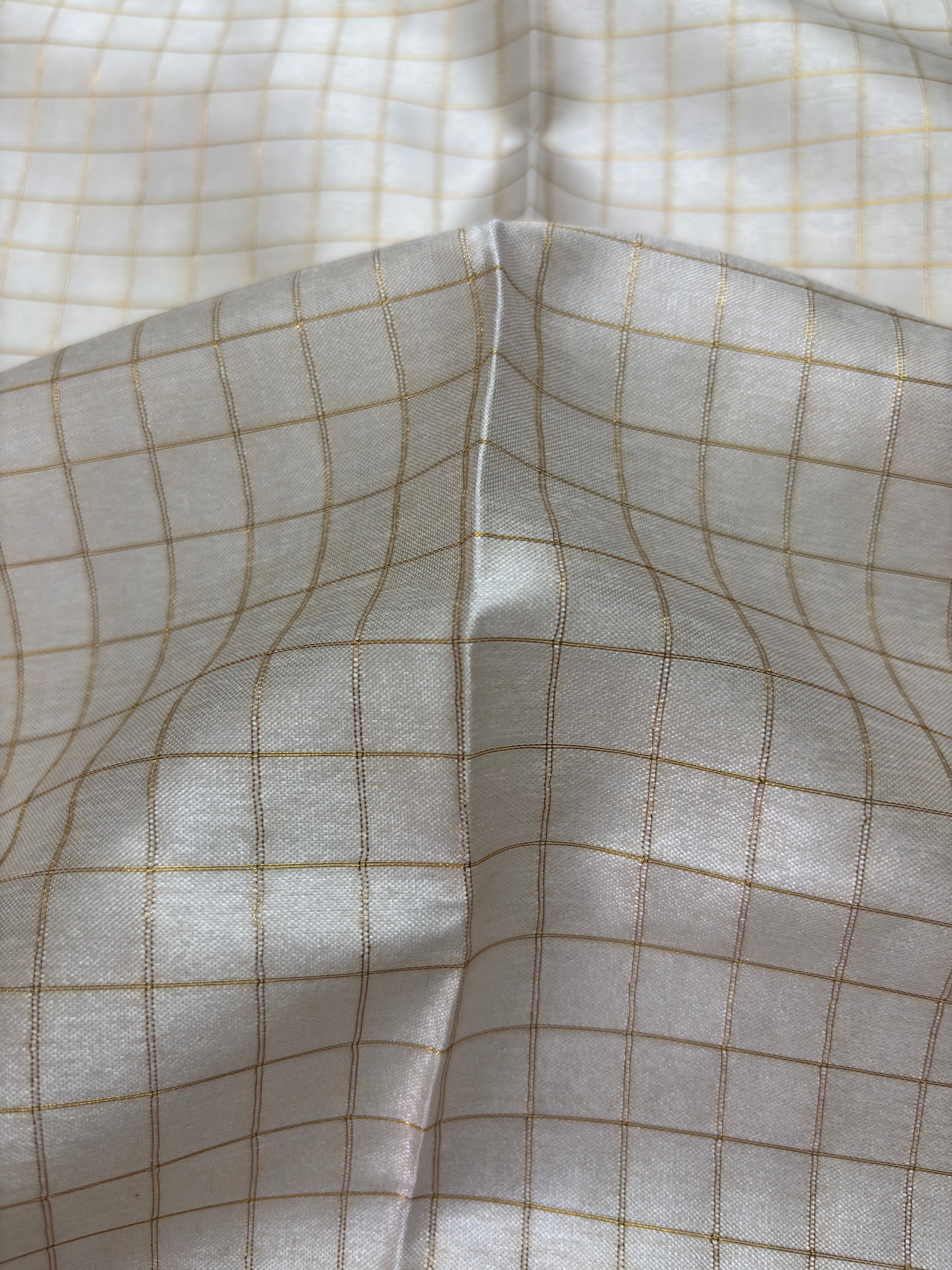 Cream Soft Silk Saree with Blue Zari Peacock Border