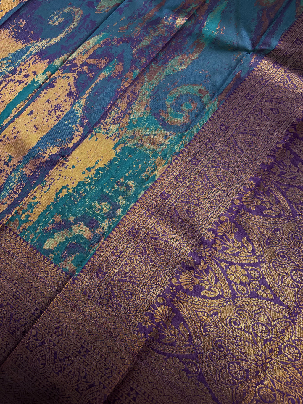 Teal Maroon Bridal Soft Silk Saree