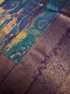 Teal Maroon Bridal Soft Silk Saree
