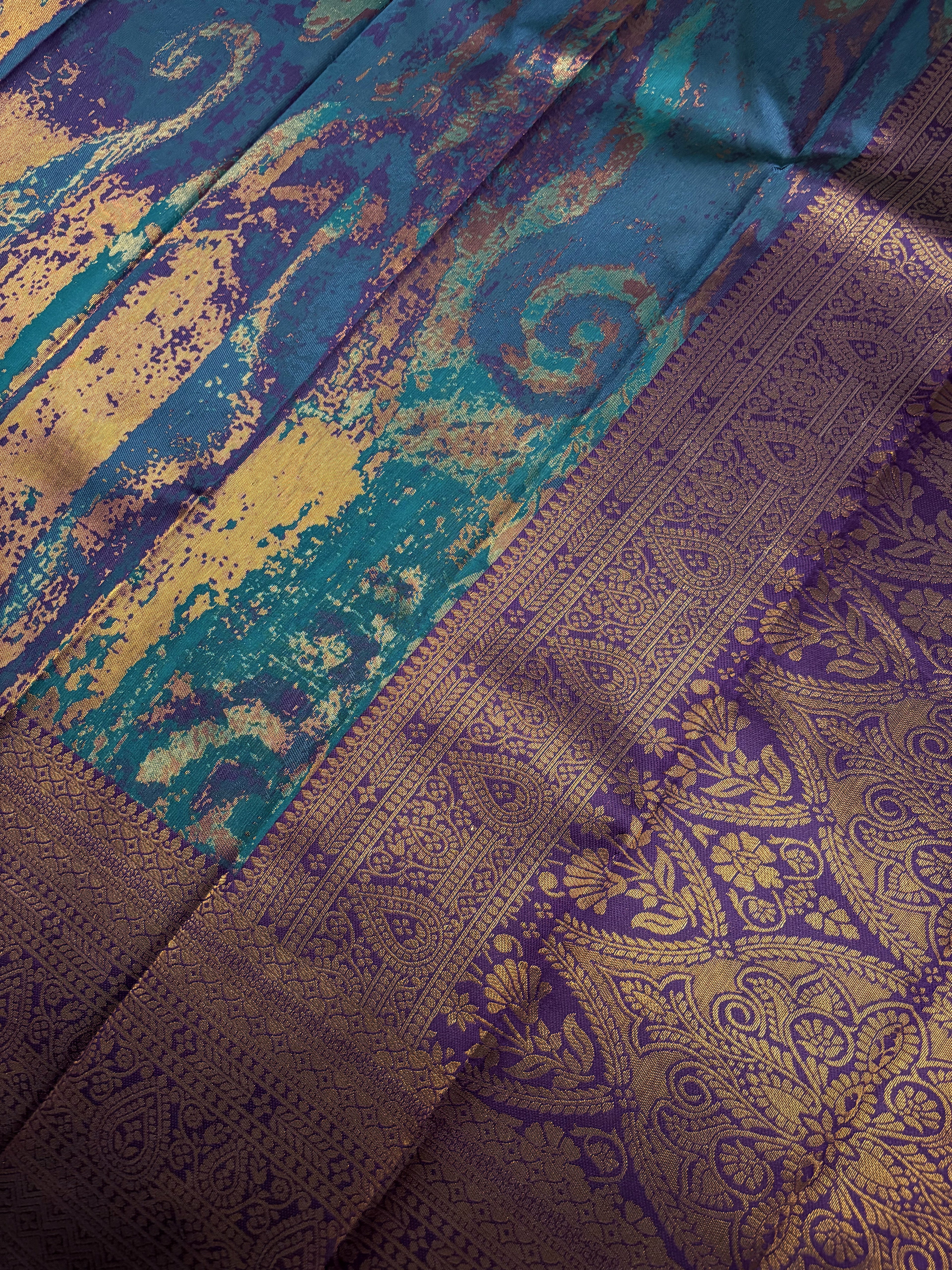 Teal Maroon Bridal Soft Silk Saree