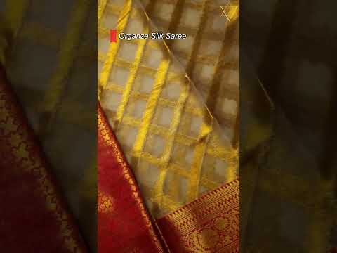 Organza Silk Saree Grey - Red Border